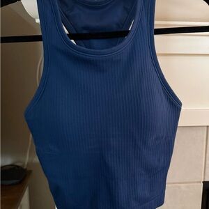 Women's Blue Ribbed Tank Top
